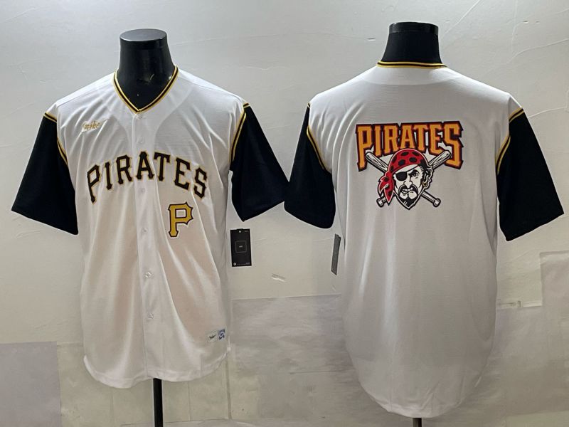 Men Pittsburgh Pirates Blank White Throwback Nike MLB 2025 Jersey 08->new york yankees->MLB Jersey